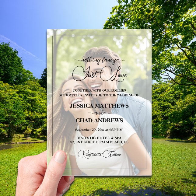 Just Love Text Overlay Photo Wedding  Acryleinladungen (Von Creator hochgeladen)