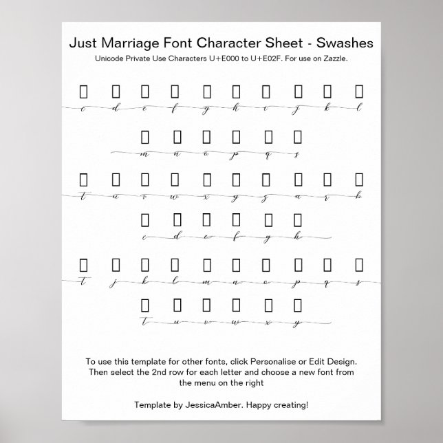 Just Marriage Font Character Sheet Alternates Poster (Vorne)
