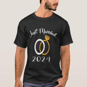 Just Married 2024 Wedding Rings Matching Couple Ne T-Shirt