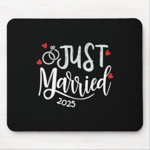Just Married 2025 - Bride & Groom Wedding Ring Mousepad