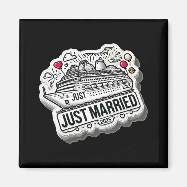 Just Married 2025 Wedding Rings Matching Couple Ne Magnet (Vorne)