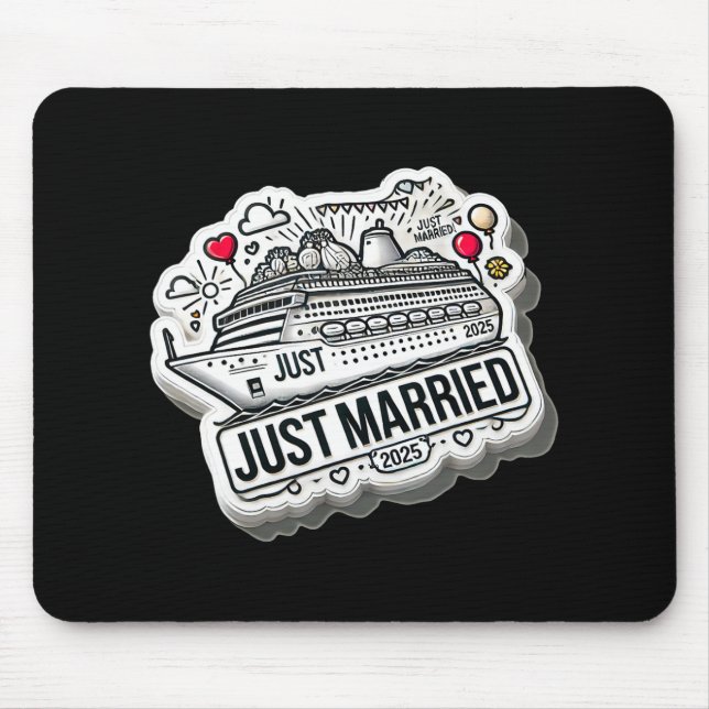 Just Married 2025 Wedding Rings Matching Couple Ne Mousepad (Vorne)
