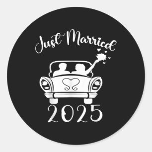 Just Married 2025 Wedding Rings Matching Couple Ne Runder Aufkleber