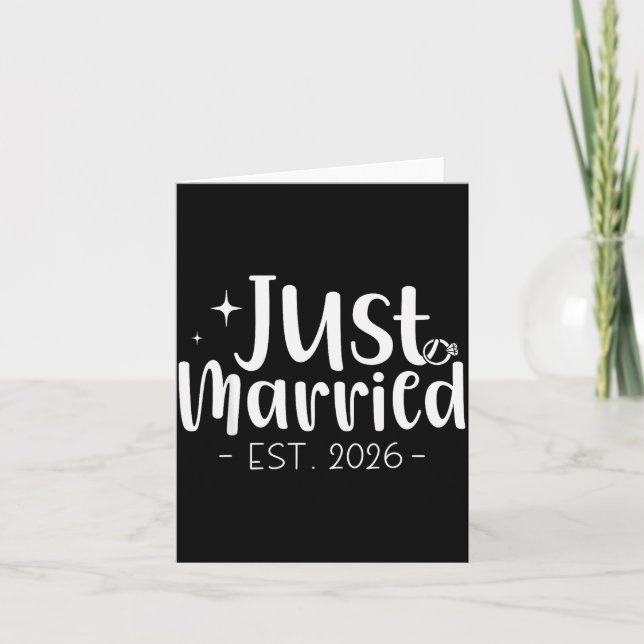 Just Married 2026 Honeymoon Wedding Couples Fiance Karte (Vorderseite)