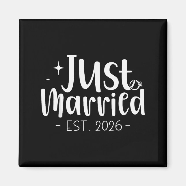 Just Married 2026 Honeymoon Wedding Couples Fiance Magnet (Vorne)