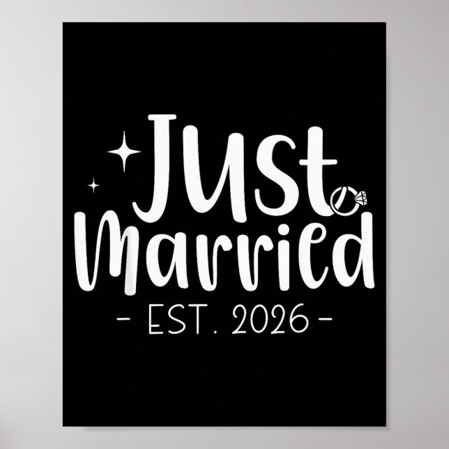 Just Married 2026 Honeymoon Wedding Couples Fiance Poster (Vorne)