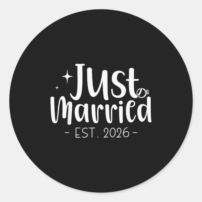 Just Married 2026 Honeymoon Wedding Couples Fiance Runder Aufkleber (Vorderseite)