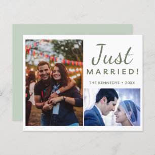 Just Married 2 Foto Grüne Hochzeit Ankündigung