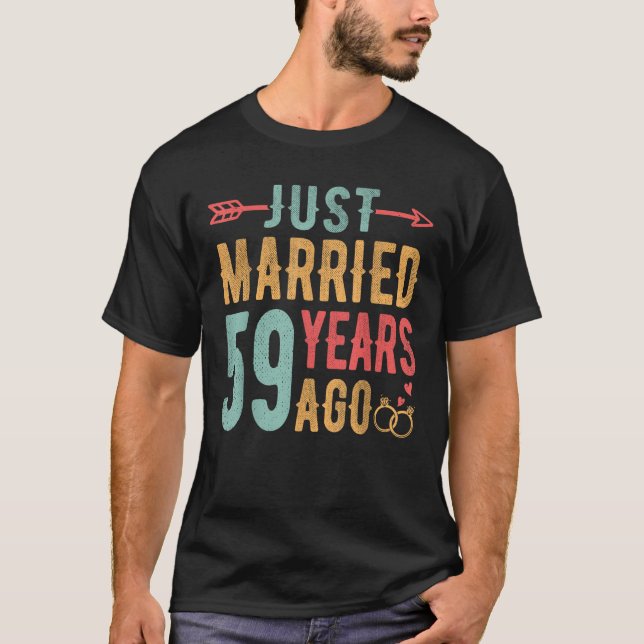 Just Married 59 Years Ago 59th Wedding Anniversary T-Shirt (Vorderseite)
