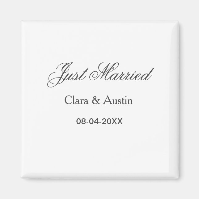Just Married add couple name date year wedding sim Magnet (Vorne)