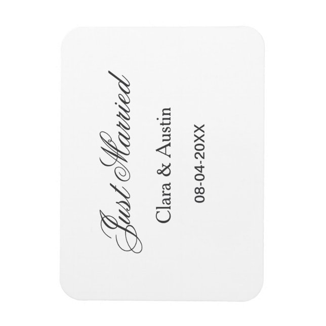 Just Married add couple name date year wedding sim Magnet (Vertikal)
