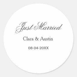 Just Married add couple name date year wedding sim Runder Aufkleber