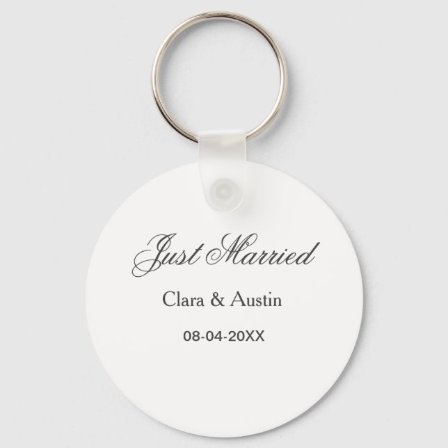 Just Married add couple name date year wedding sim Schlüsselanhänger (Vorderseite)