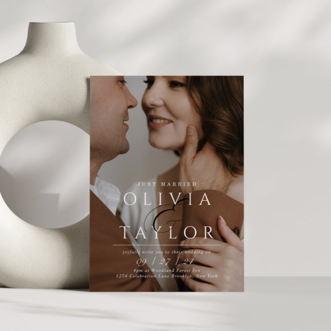 Just Married Ampersand verwoben 2 Foto Hochzeit Einladung (Von Creator hochgeladen)
