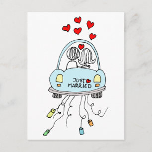 Just Married Ankündigungspostkarte