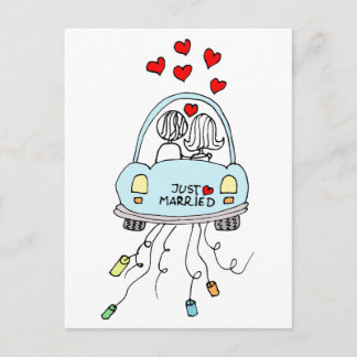 Just Married Ankündigungspostkarte