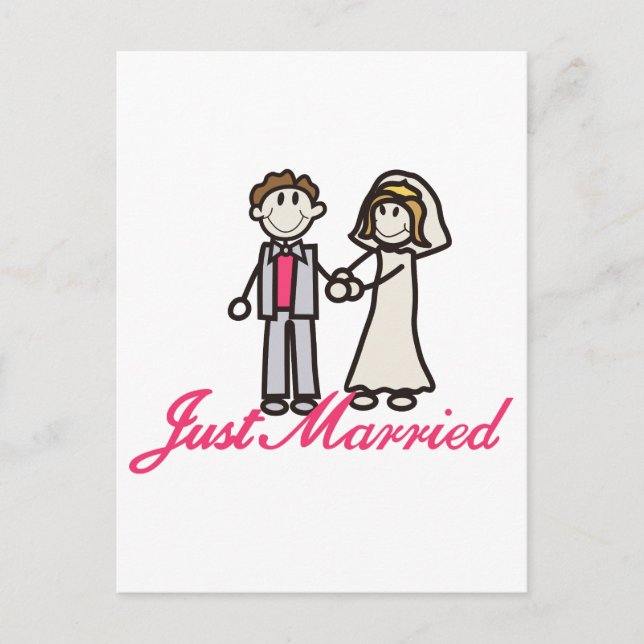 Just Married Ankündigungspostkarte (Vorderseite)