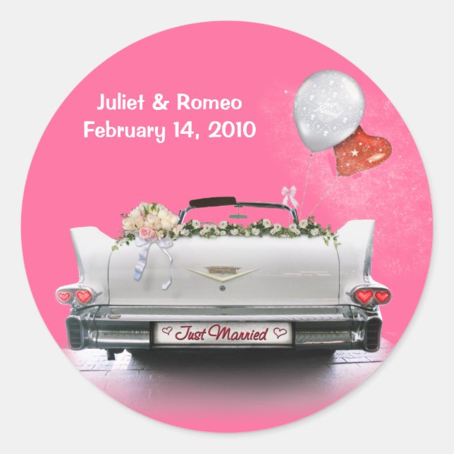 Just Married (anpassbar) Runder Aufkleber (Vorderseite)