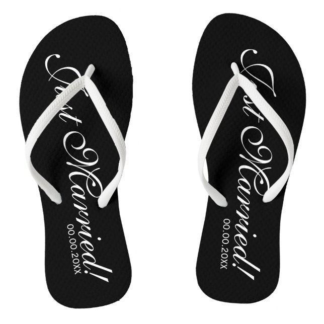 Just Married Beach Flip Flops für Braut und Bräuti (Fußbett)