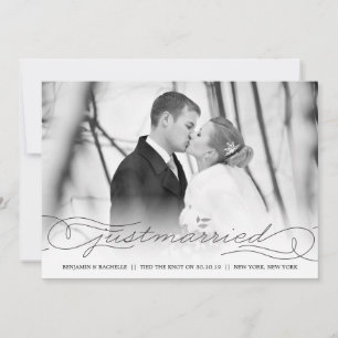 Just Married Black Wedding Announcement Foto Card Ankündigung