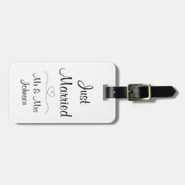 Just Married Black & White Wedding Gepäckanhänger