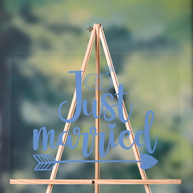 Just Married Blue Acrylschild (Neutral)