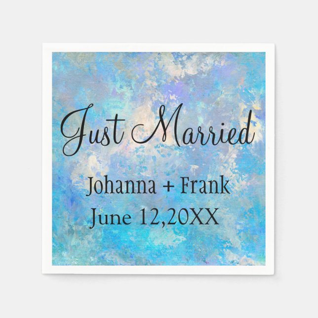Just Married Blue Serviette (Vorderseite)
