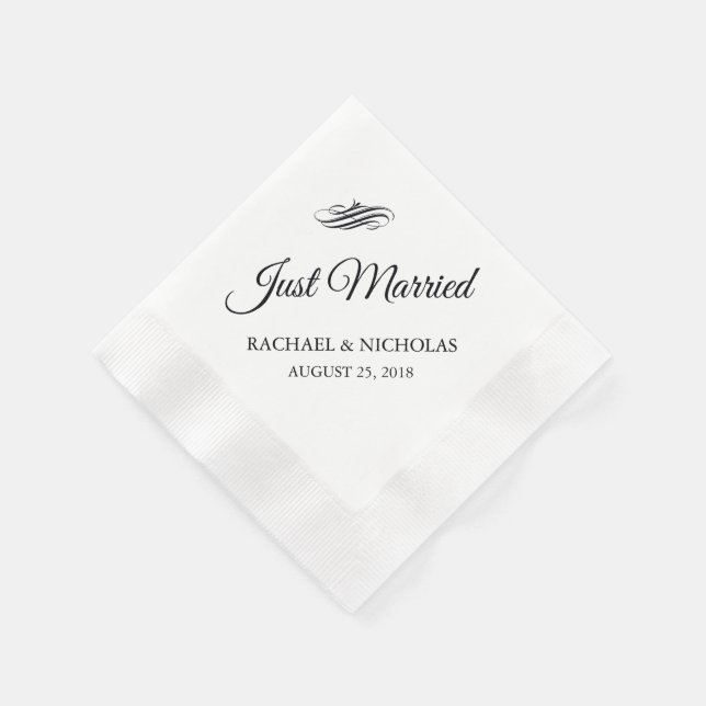 Just Married Blüh | Hochzeitsempfang Serviette (Ecke)
