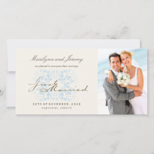 Just Married Blüh Wedding Foto Ankündigung