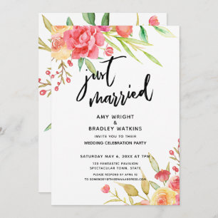 Just Married Boho Blume Hochzeitsempfang Einladung