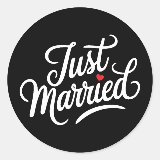 Just Married Bridal Runder Aufkleber (Vorderseite)