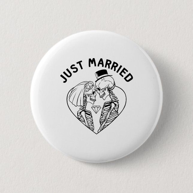 Just Married Bride Groom Skeleton Couple Halloween Button (Vorderseite)