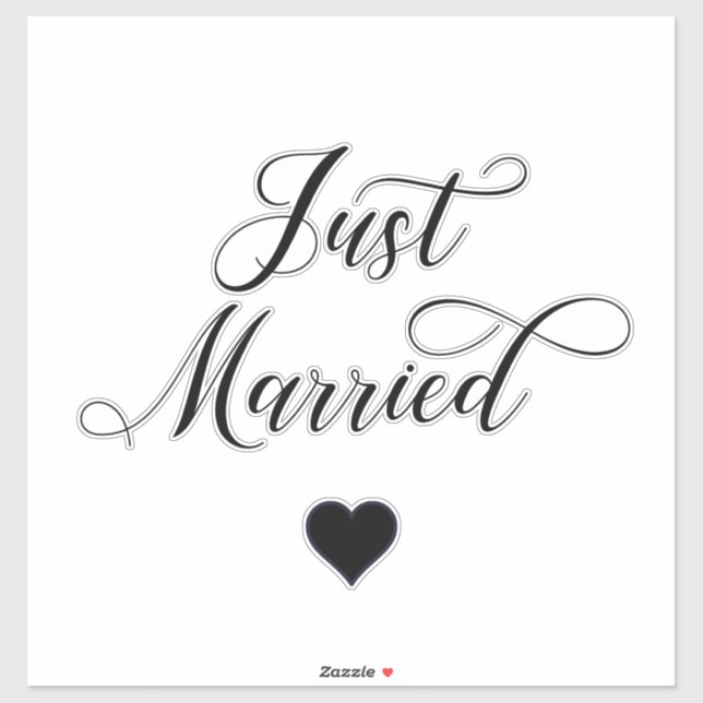 Just Married Calligraphy Style Decal Aufkleber (Blatt)
