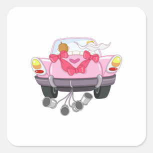 Just Married Car 27 Quadratischer Aufkleber