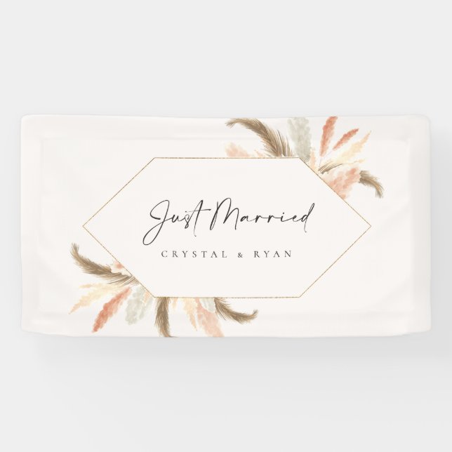 Just Married Car Banner Wedding Event Sign C100 (Horizontal)