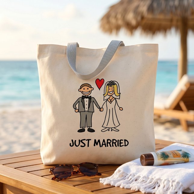Just Married Cartoon Tragetasche (Von Creator hochgeladen)