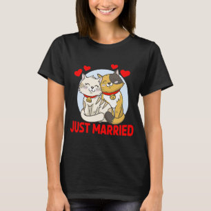 Just Married Cat Bride Groom Wedding T-Shirt