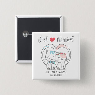 Just Married Cat Wedding Button