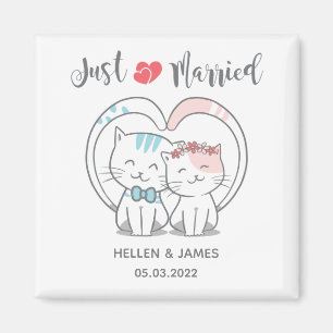 Just Married Cat Wedding Magnet