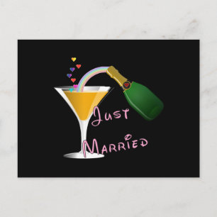 Just Married Champagne Wedding Toast Ankündigungspostkarte