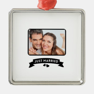 Just Married Classy Gastgeschenk Hochzeit Foto Ornament Aus Metall