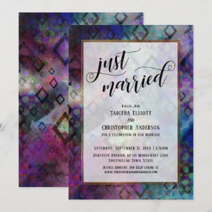 Just Married Colorful Bold Abstrakt mit Gold Einladung