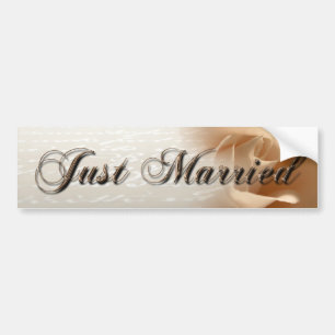 Just Married Creme Rose Autoaufkleber