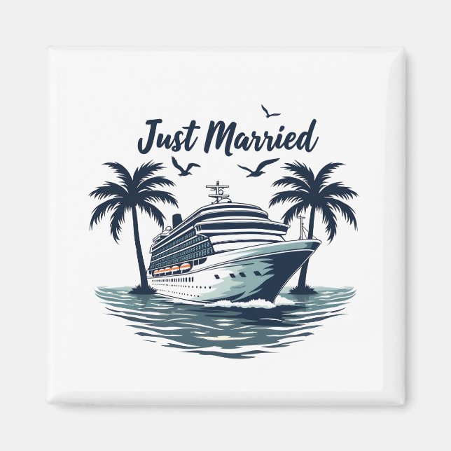Just Married Cruising Summer Wedding Husband Ehefr Magnet (Vorne)