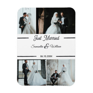 Just Married Custom 4 Foto Hochzeit Magnet
