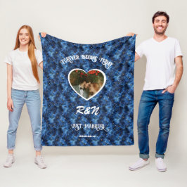 Just Married Custom Foto & Name Fleece Blanket