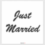 Just Married Custom Script Text Wededs Aufkleber<br><div class="desc">Einfach und cool in Schwarz, perfekt für Hochzeiten! Sie können den Text ändern und auch die Farben & Schriftart ändern!</div>
