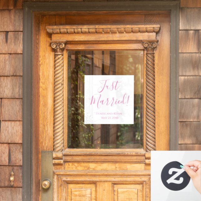 Just Married Custom Wedding Window Klammern Flitte Fensteraufkleber (Haustür)