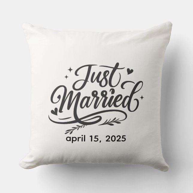 Just Married Decorative Throw Pillow with Wedding  Kissen (Vorderseite)