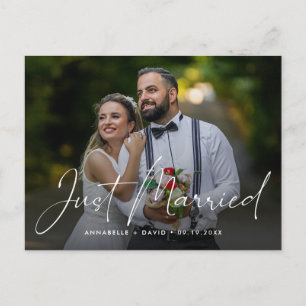 Just Married Elegantes Foto Hochzeit Postkarte